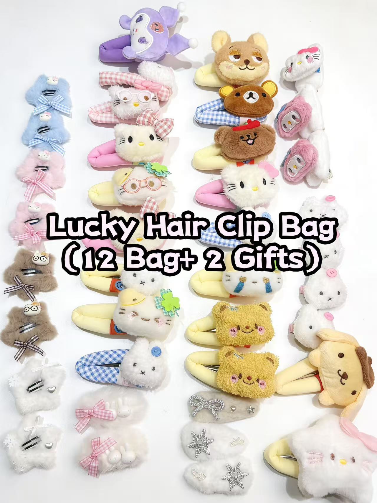 Lucky Hair Clip Bag-12 Bags + 2Gifts